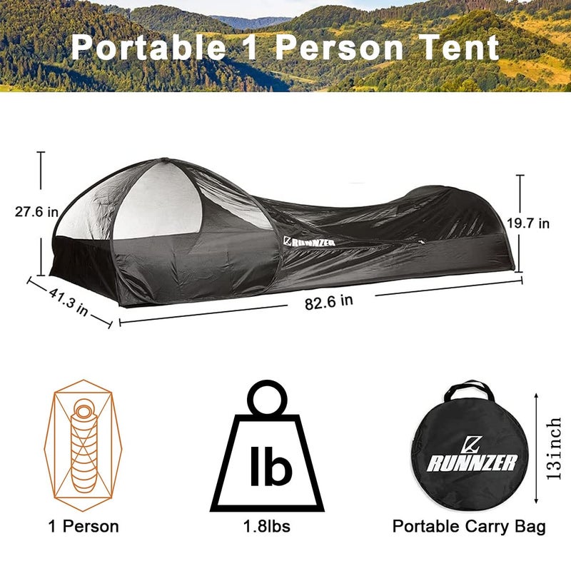L RUNNZER Pop-Up Single Mosquito Tent, Mosquito Camping Net for Sleeping Outdoor Camping Traveling - Image 2